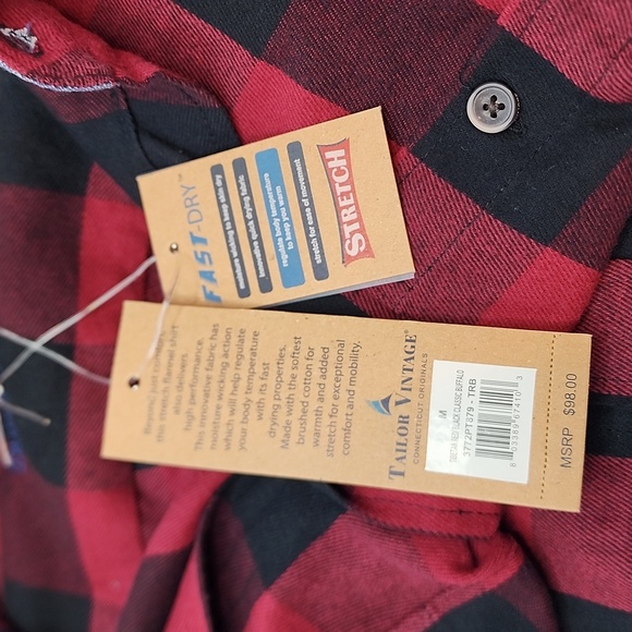 TAILOR VINTAGE BUTTON-DOWN LONG SLEVES BLACK & RED PLAD SHIRT, MEDIUM (M) - Picture 10 of 13